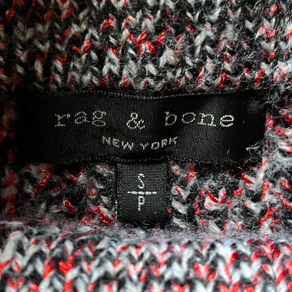 Rag & Bone Red Gray Merino Wool Blend Mock Turtleneck Sweater   Women's Size S - Picture 3 of 9